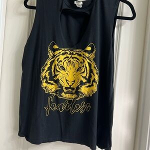 Bold Tiger Graphic Black and Yellow Muscle Tee
